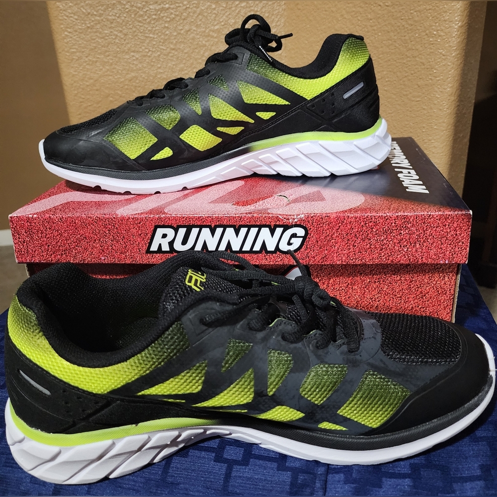 Fila Mens Shoes Memory Superstride 2 Running Sneakers Black Neon Green Size 13